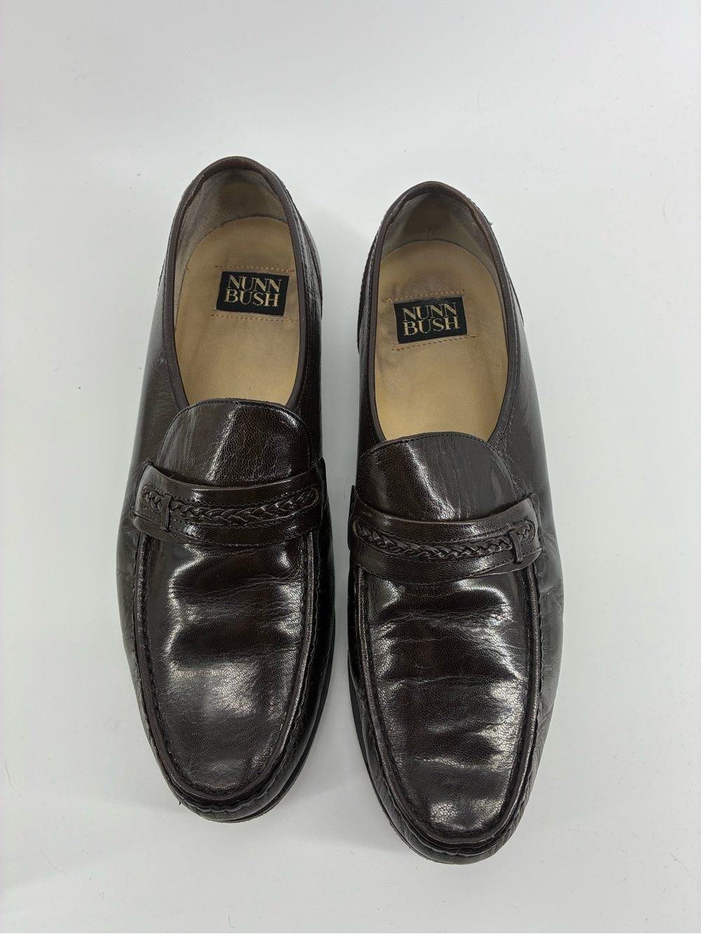 Nunn Bush Men’s Loafers Braided Details Leather Upper Vintage 80s/90s Classic